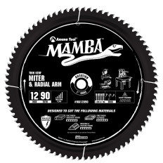 MA12090 Carbide Tipped Thin Kerf Sliding Compound Miter & Radial Arm Mamba Contractor Series 12 Inch Dia x 90T, 4ATB + 1TCG, -5 Deg, 1 Bore