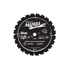 MA8024 Carbide Tipped Thin Kerf Ripping Mamba Contractor Series 8-8-1/4 Inch Dia x 24T, FT, 15 Deg, 5/8 Bore with Diamond Knockout Circular Saw Blade