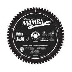 MA85060 Carbide Tipped Thin Kerf Sliding Compound Miter Mamba Contractor Series 8-1/2 Inch Dia x 60T, 4ATB + 1TCG, -5 Deg, 5/8 Bore