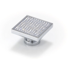 LARGE SQUARE KNOB SMALL SWAROVSKI CRYSTALS	CHROME