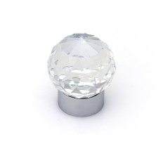 LARGE ROUND SWAROVSKI CRYSTAL KNOB CHROME